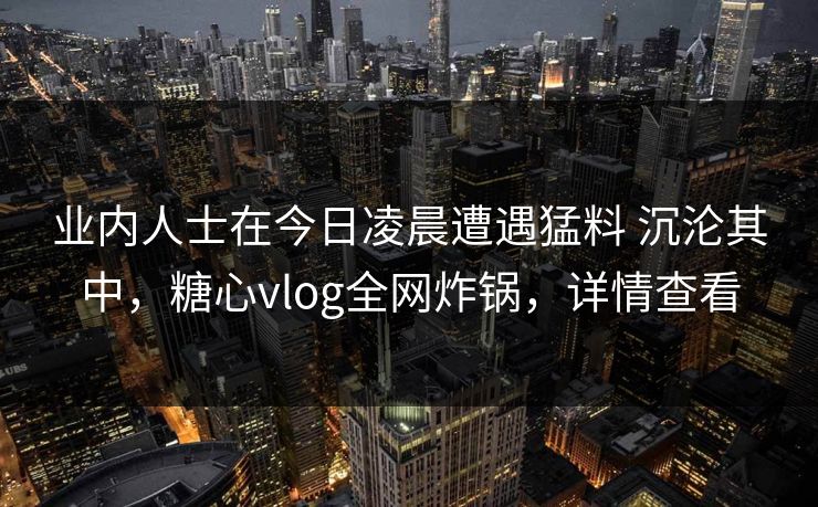 业内人士在今日凌晨遭遇猛料 沉沦其中，糖心vlog全网炸锅，详情查看