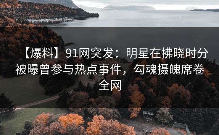 【爆料】91网突发：明星在拂晓时分被曝曾参与热点事件，勾魂摄魄席卷全网