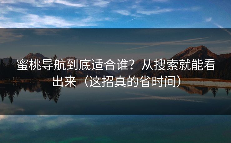 蜜桃导航到底适合谁?从搜索就能看出来(这招真的省时间)